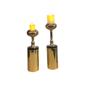 Modern Metallic Candle Stands (Pair)