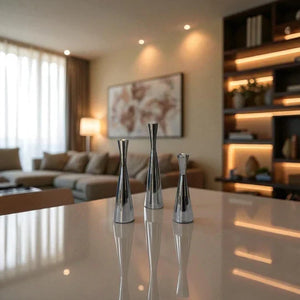 Modern Metallic Taper Candle Holder Set