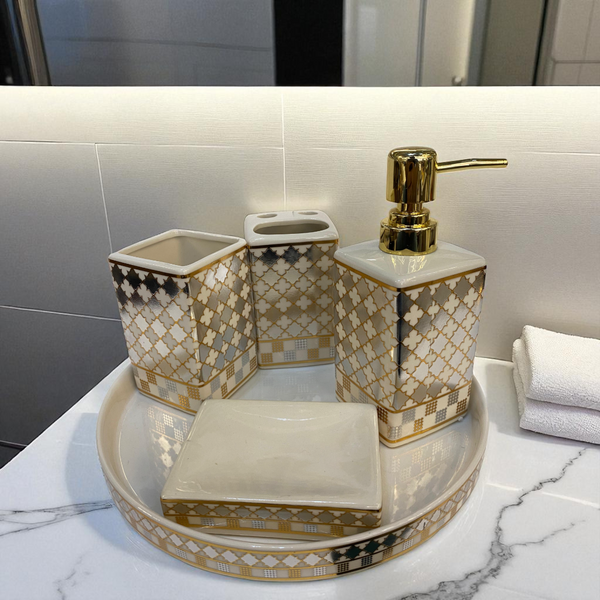 Golden Glow Bathroom Accessories Set