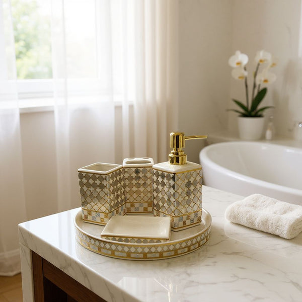 Golden Glow Bathroom Accessories Set