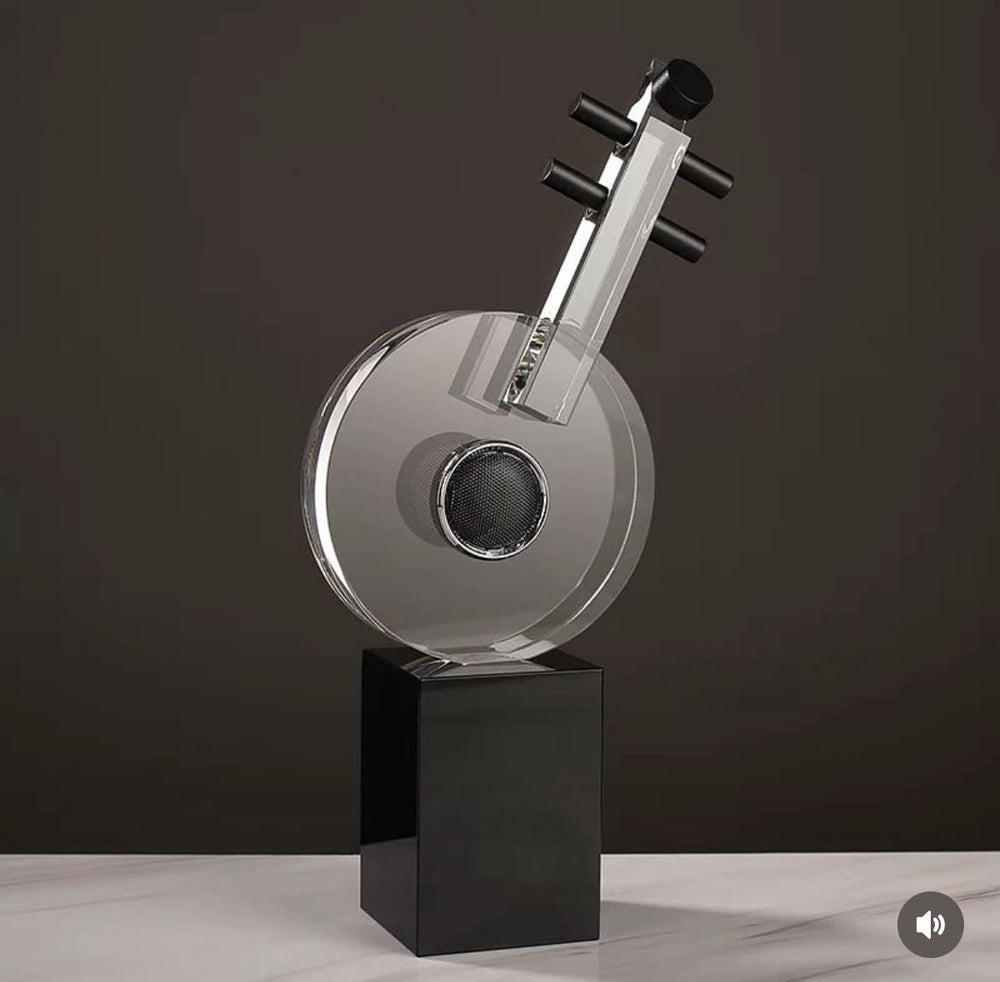 Modern Circular Crystal Guitar Sculpture
