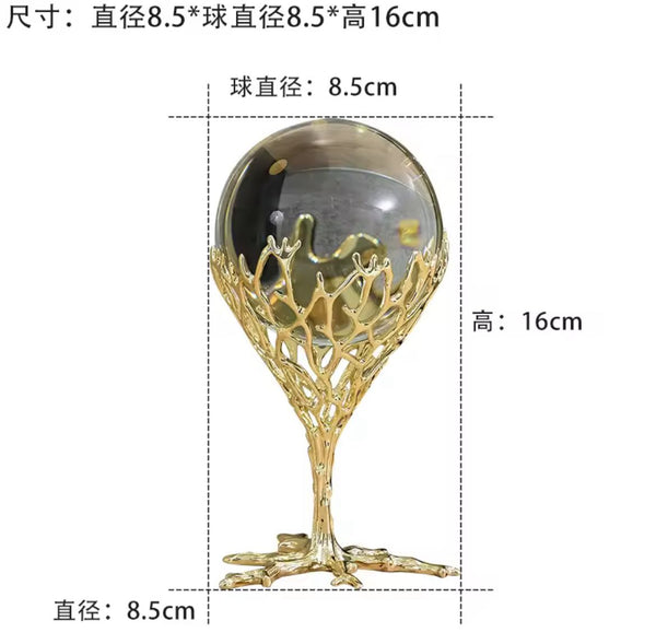 Golden Metallic Crystal Ball Stand Set