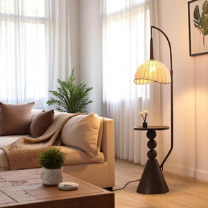 KUM Metallic Wooden Texture  Floor Lamp
