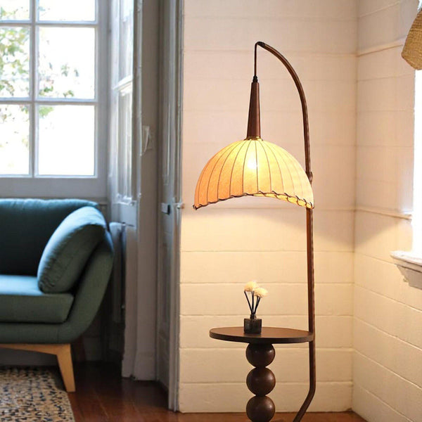 KUM Metallic Wooden Texture  Floor Lamp