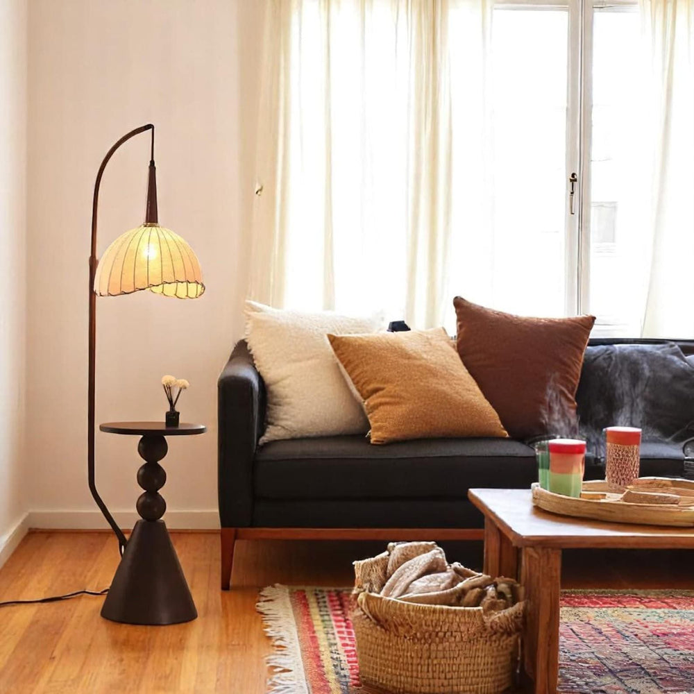KUM Metallic Wooden Texture  Floor Lamp