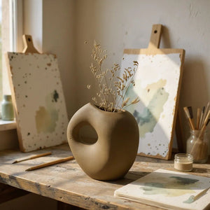 Classic Coffee Brown Ceramic Vase