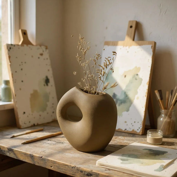 Classic Coffee Brown Ceramic Vase