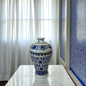 Trio of Blue & White Porcelain Vases