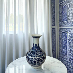 Trio of Blue & White Porcelain Vases