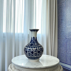 Trio of Blue & White Porcelain Vases