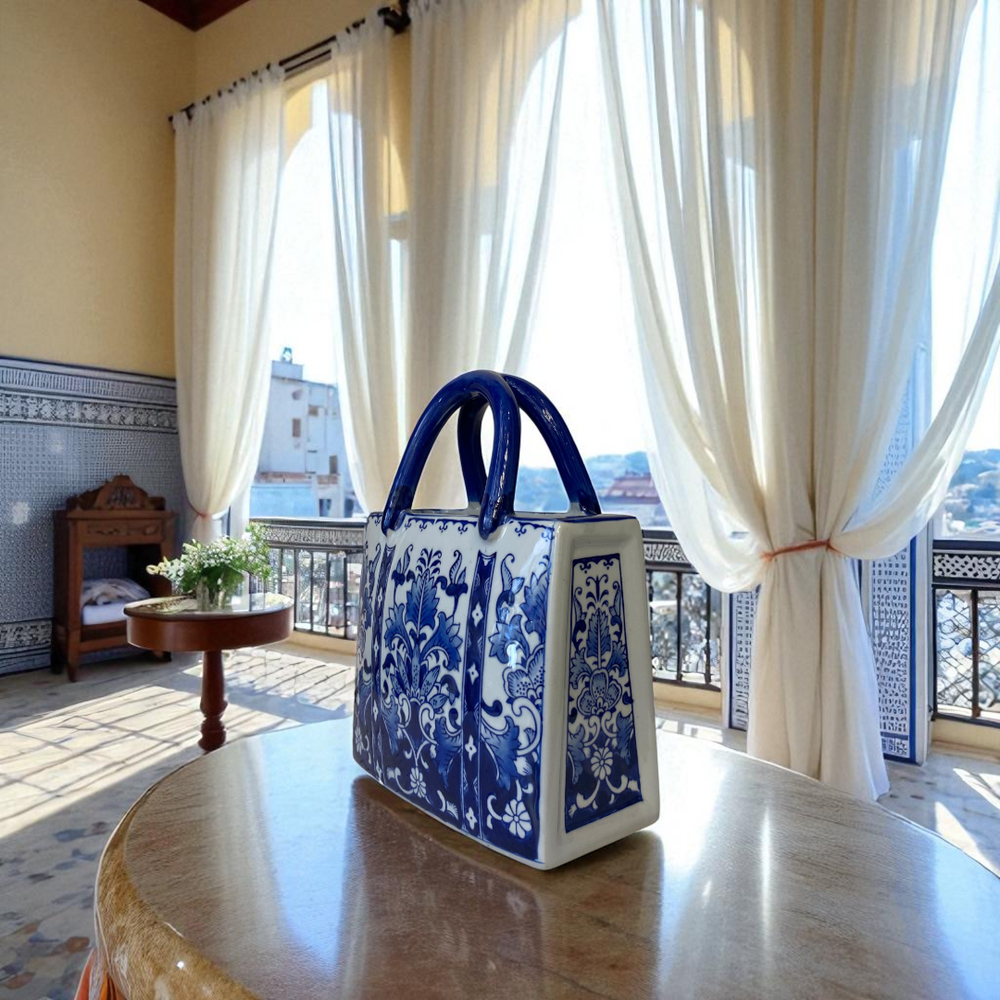 Porcelain Elegance Blue & White Ceramic Handbag