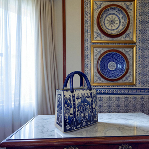 Porcelain Elegance Blue & White Ceramic Handbag