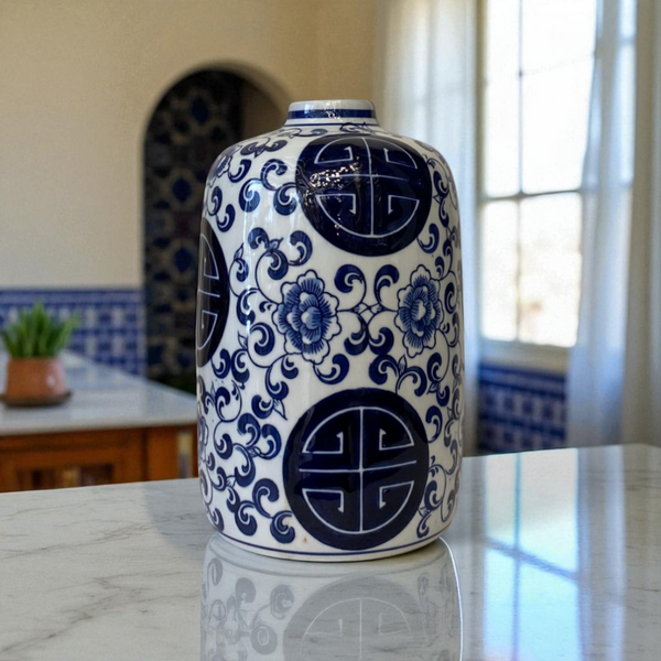 Celestial Harmony Blue Pottery Vase