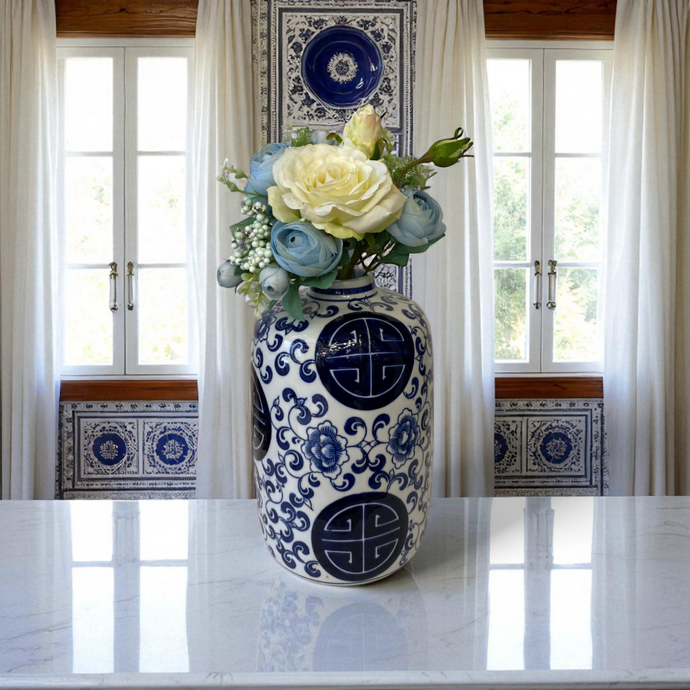 Celestial Harmony Blue Pottery Vase