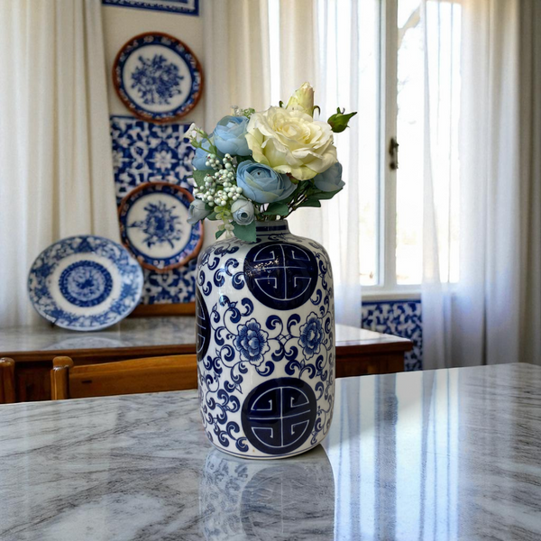 Celestial Harmony Blue Pottery Vase