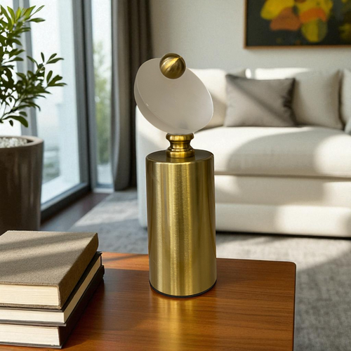 Modern Brass & Crystal Decorative Sculpture