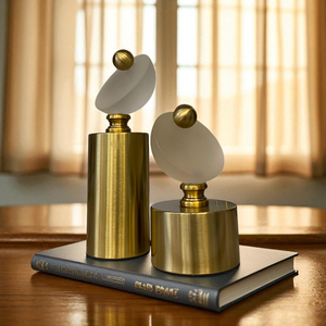 Modern Brass & Crystal Decorative Sculpture