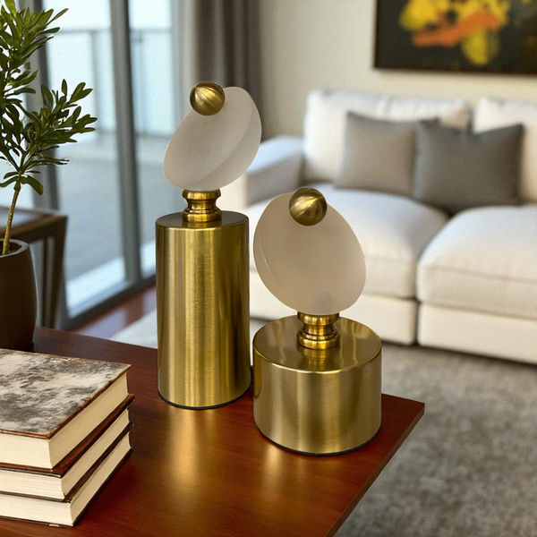 Modern Brass & Crystal Decorative Sculpture