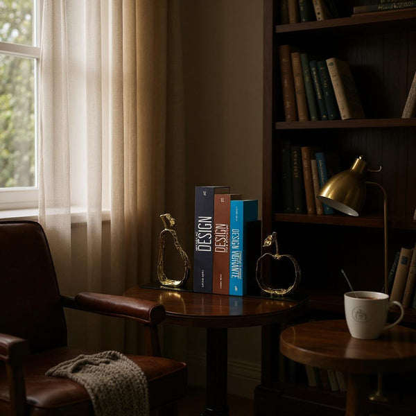 Golden Abstract Metallic Bookends (Pair)
