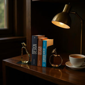 Golden Abstract Metallic Bookends (Pair)