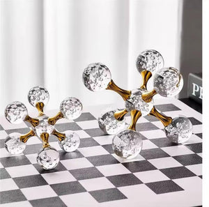 Golden Crystal Molecule Sculptures Pair