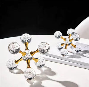 Golden Crystal Molecule Sculptures Pair