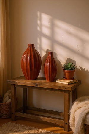 Crimson Crest Scarlet Table Vases