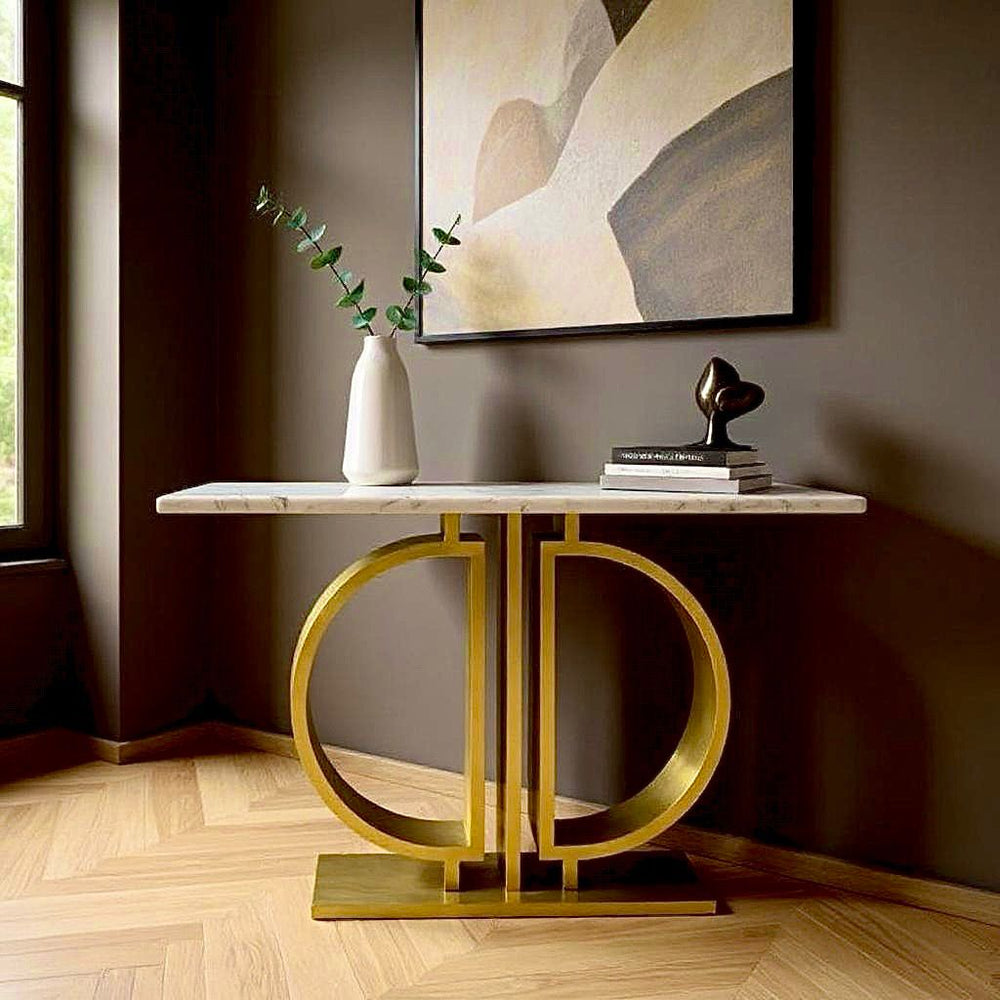Lux Modern SS Side Console White Top