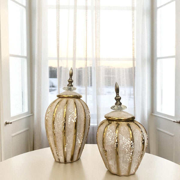 Retro Crown White-Gold Ceramic Mini Jars