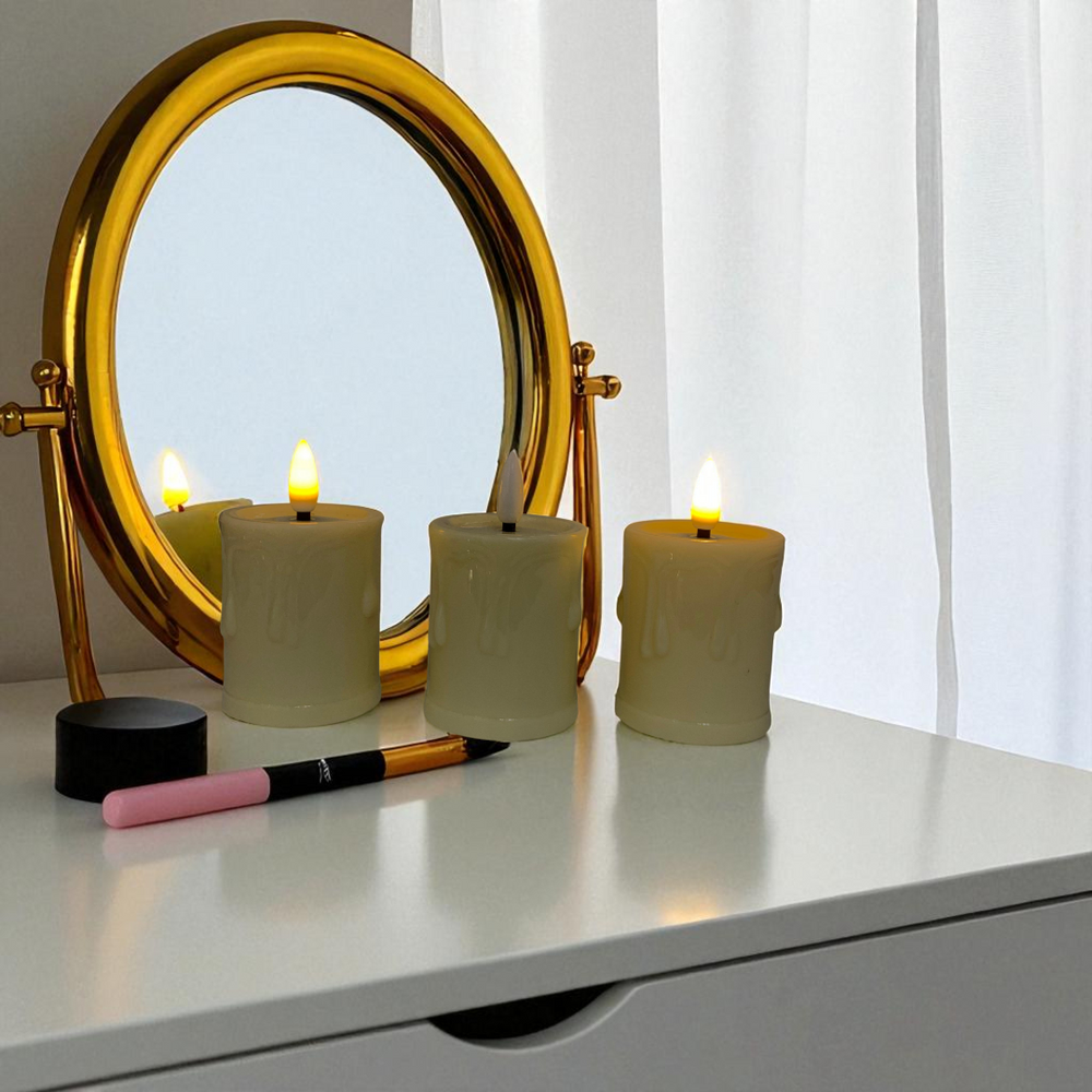 Flameless LED Pillar Candles with Textured Designs