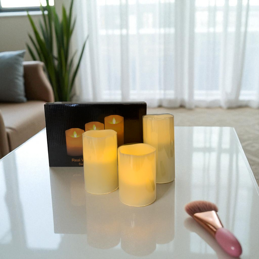 Flameless Remote Operated LED Wax Candle Set