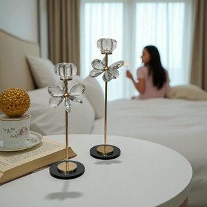 Crystal Blossom Candle Stands Set