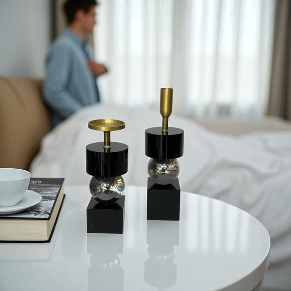 Midnight Crystal Candle Holder Set