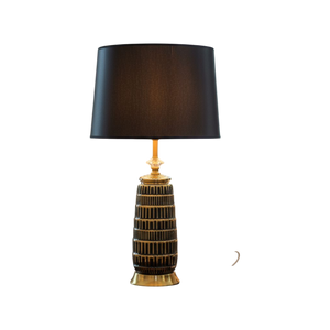 Black-Gold Textured Ceramic Lamp