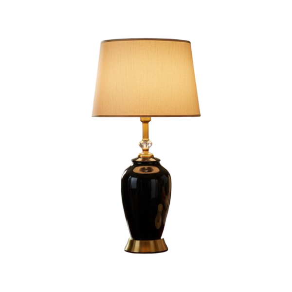 Classic Jet-Black Porcelain Table Lamp
