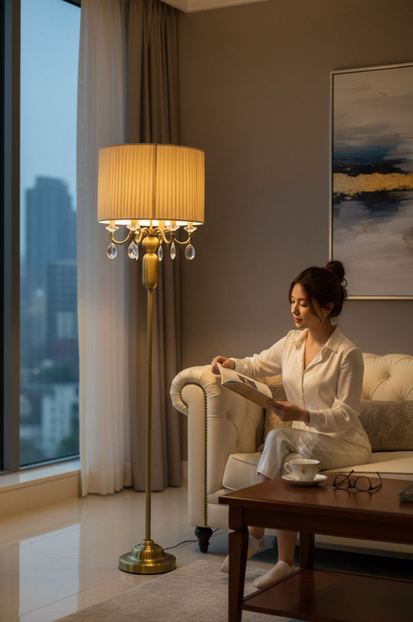 Classic Vintage Brass Quad LED Floor Lamp