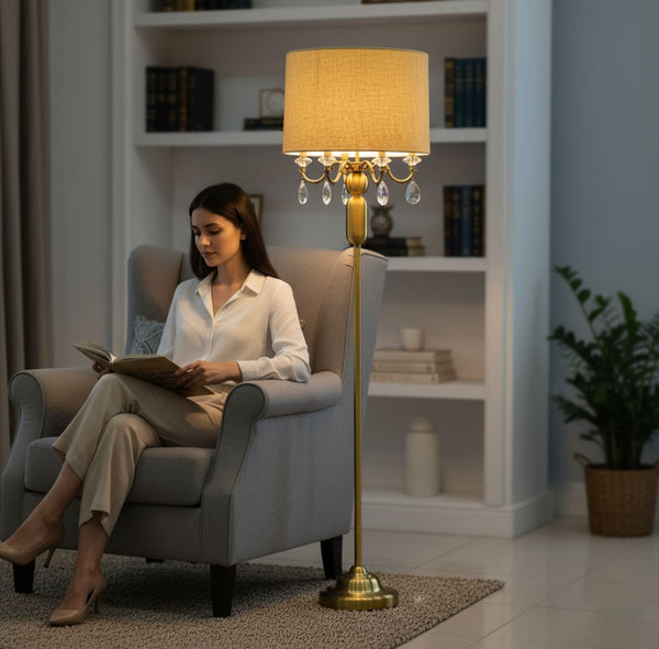 Classic Vintage Brass Quad LED Floor Lamp