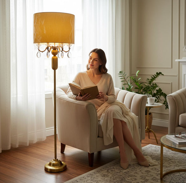 Classic Vintage Brass Quad LED Floor Lamp