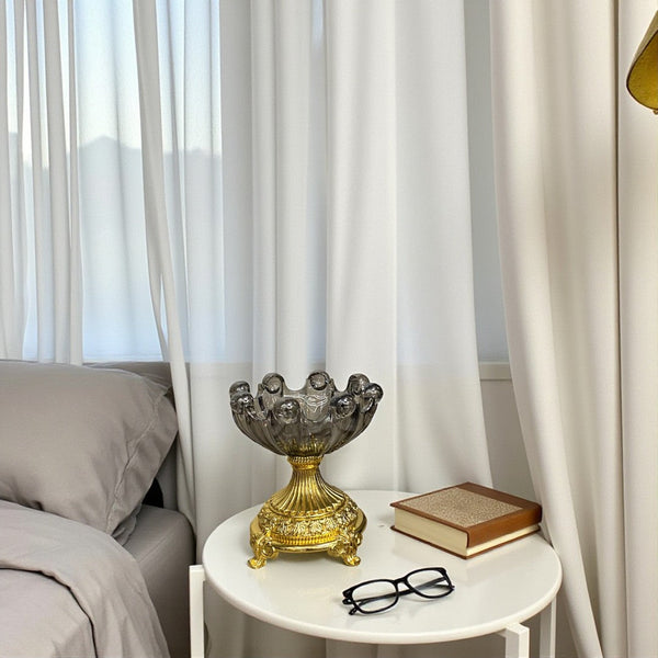 Aurum Mist Vintage Mini Glass Bowl with Golden Base