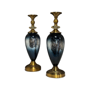 Azure Ocean Blue Brass Candle Stands