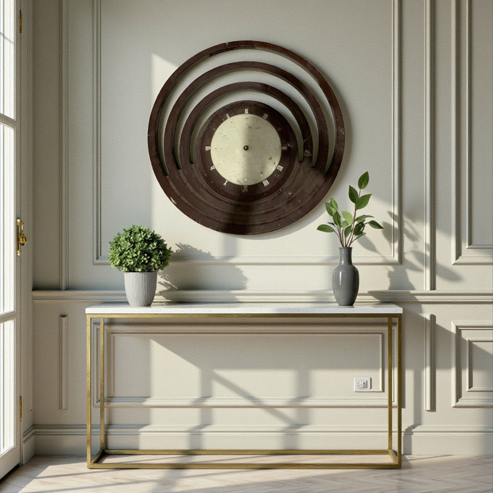 Rustic Wood Fusion Roman Wall Clock