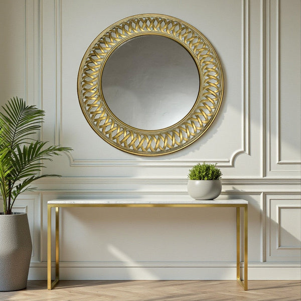 Opulent Brass Sun Circle Mirror