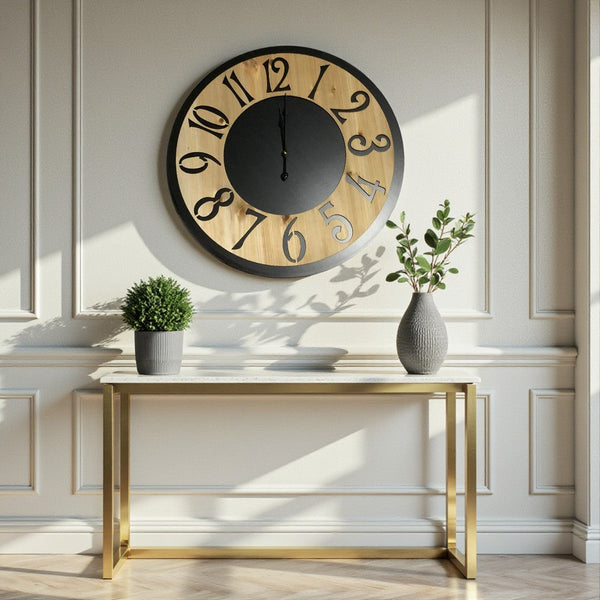 Heritage Wood Circle Roman Clock