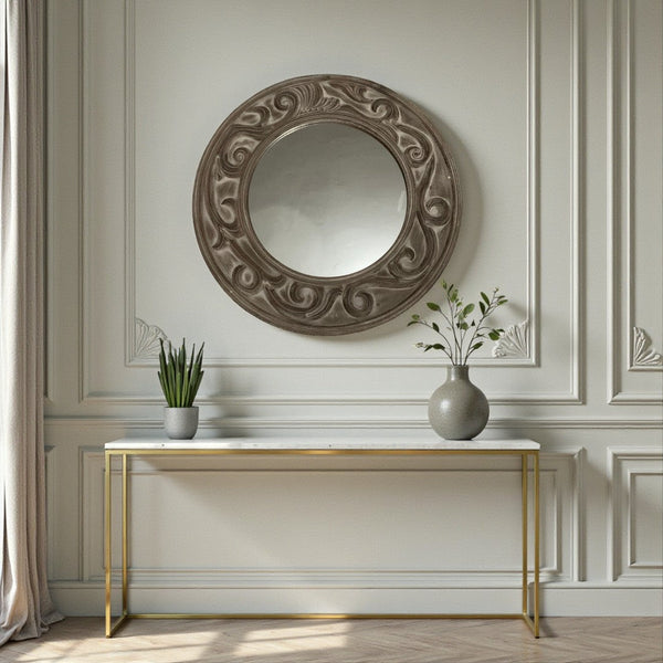 Royal Crest Brass Carving Mirror