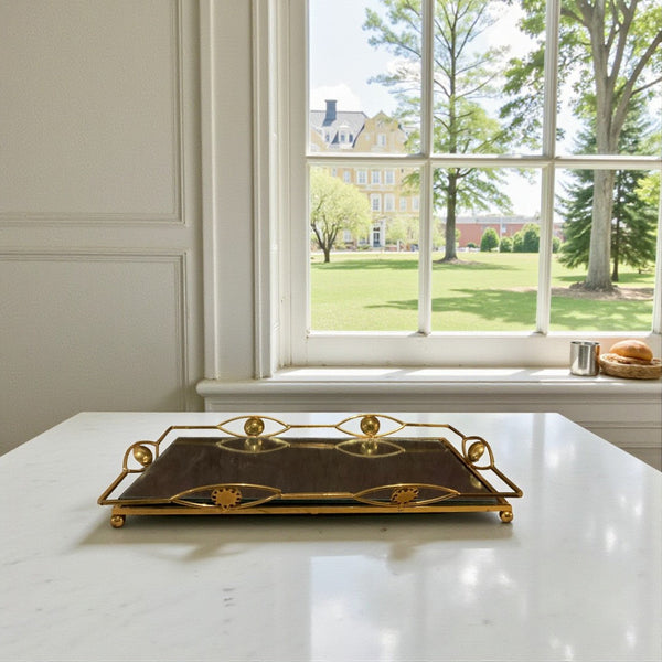 Premium Vintage-Style Gold Woven Metal Tray