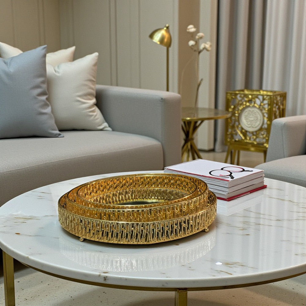 Royal Gold Mirror-Top Decorative Metal Tray