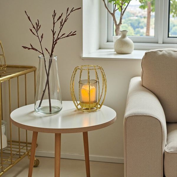 Lumina Weave Modern Gold Candle Holder