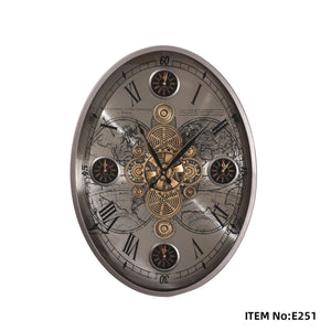 Titanium Gold Industrial Gear Wall Clock