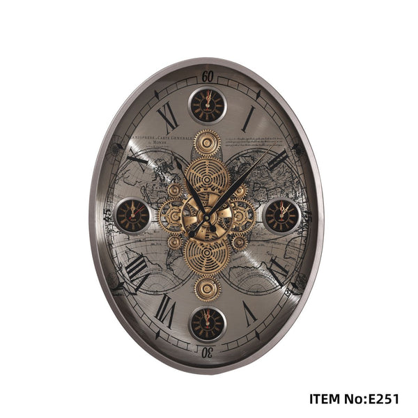 Titanium Gold Industrial Gear Wall Clock