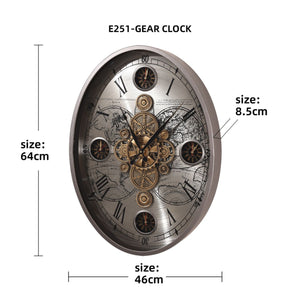 Titanium Gold Industrial Gear Wall Clock